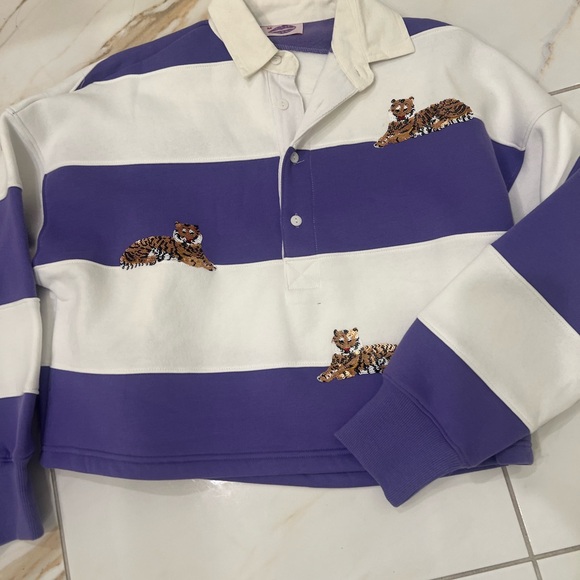 Sparkle City Tiger Purple and White striped rugby Shirt - Picture 4 of 4